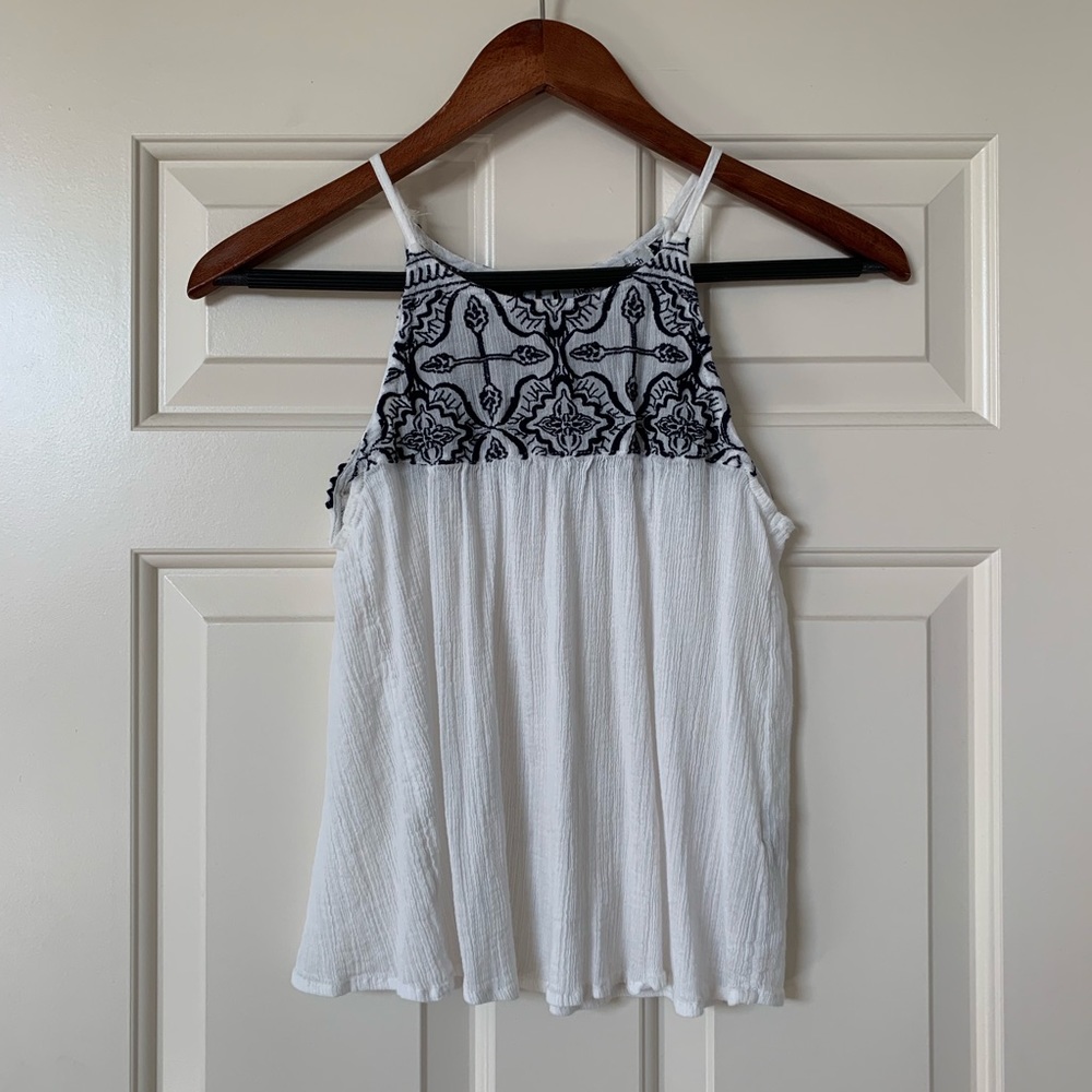 A&F shirt with navy blue upper detailing